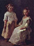 Louis Le Nain Twee meisjes. France oil painting artist